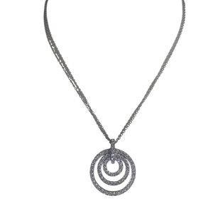 Nolan Miller Pave  CZ Circle Pendant And Necklace  “Glamour Collection “ Signed